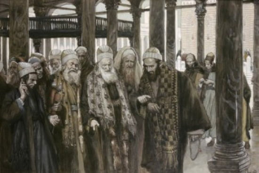 Chief Priests Take Counsel Together James Tissot  (1836-1902French) Canvas Art - James Tissot (24 x 36)