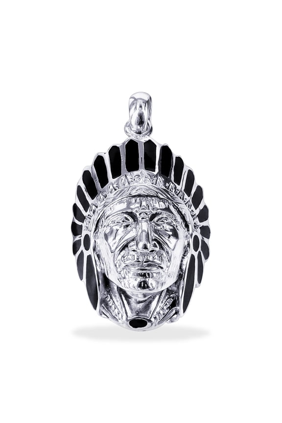 Chief Style Black Onyx Sterling Silver Pendant