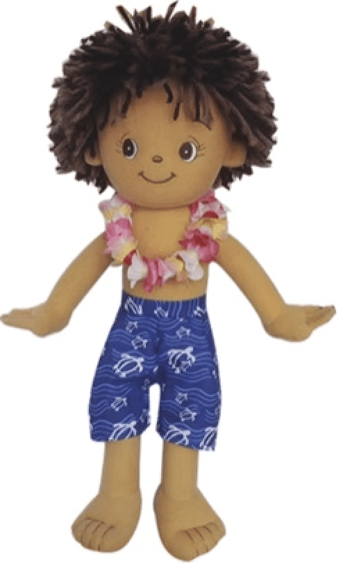 Chiefly Hawaiian Keiki Boy Doll With Traditional Accessories