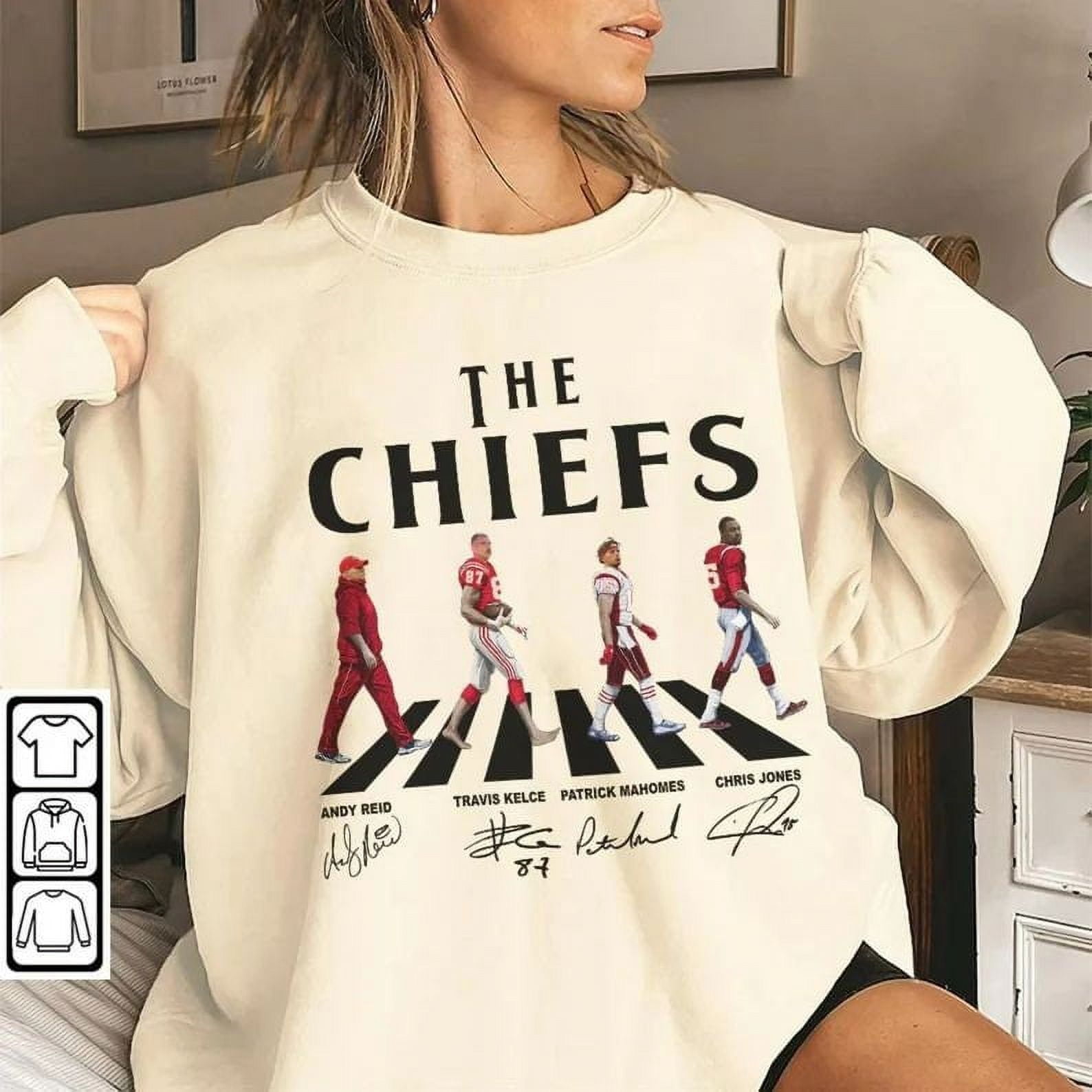 Chiefs Walking Abbey Road Signatures Football Shirt, Andy Reid, Travis