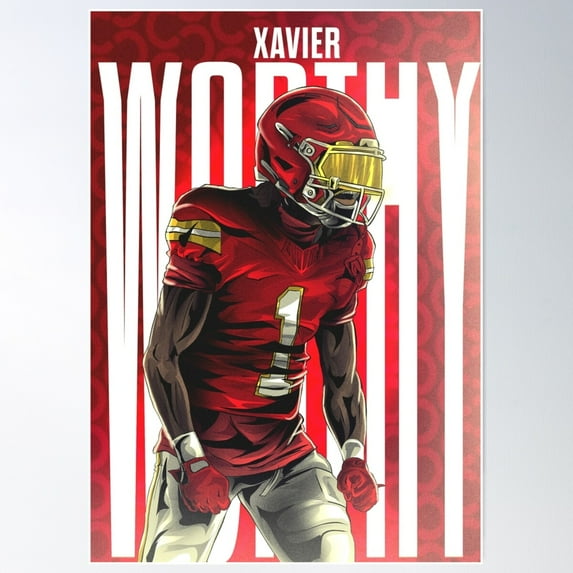 Chiefs Wide Reciever Xavier Worthy Poster Wall Art, Modern Wall Decor, 24x36 UNFRAMED