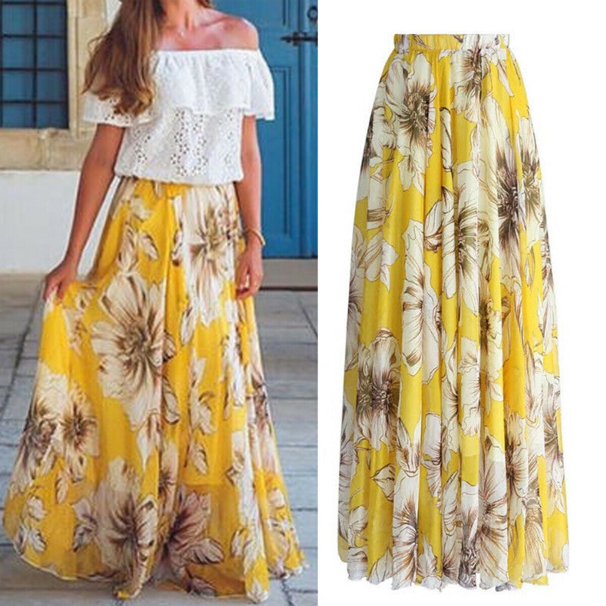 Floral jersey 2025 maxi skirt