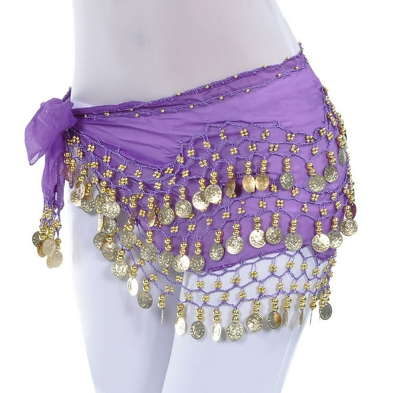 Chiffon Belly Dance Hip Scarf Wrap Belt Tribal Sash Skirt Silver 128 Coins