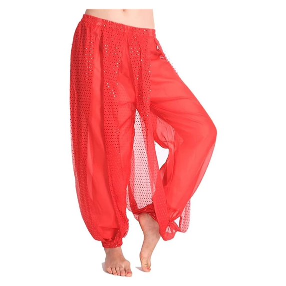 Chiffon Belly Dance Pants Arabic Lantern Shiny Sequins Pants Fancy Pants Trousers For Dancing Women