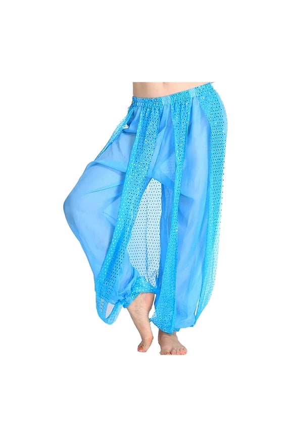 Chiffon Belly Dance Pants Arabic Lantern Shiny Sequins Pants Fancy Pants Trousers For Dancing Women