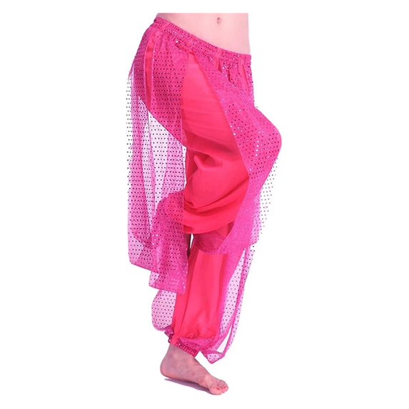 Chiffon Belly Dance Pants Arabic Lantern Shiny Sequins Pants Fancy Pants Trousers For Dancing Women