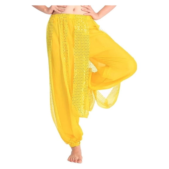 Chiffon Belly Dance Pants Arabic Lantern Shiny Sequins Pants Fancy Pants Trousers For Dancing Women