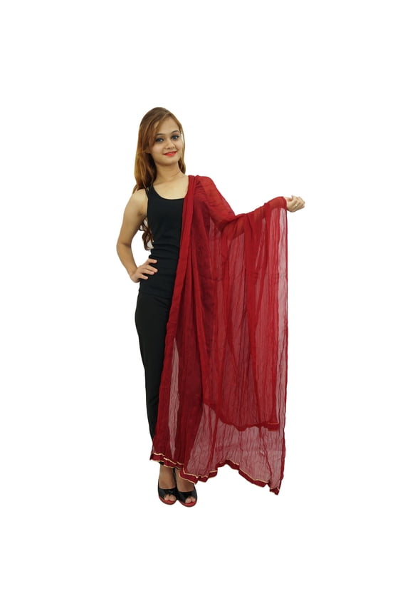 Chiffon Blend Dupatta Chunni Stole Indian Long Women Wrap Tassel Scarves