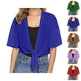 thumbnail image 1 of Chiffon Bolero Shrugs for Women 2025 Summer Lightweight Short Sleeve Front Tie Thin Cardigan Shrug Bolero, 1 of 8