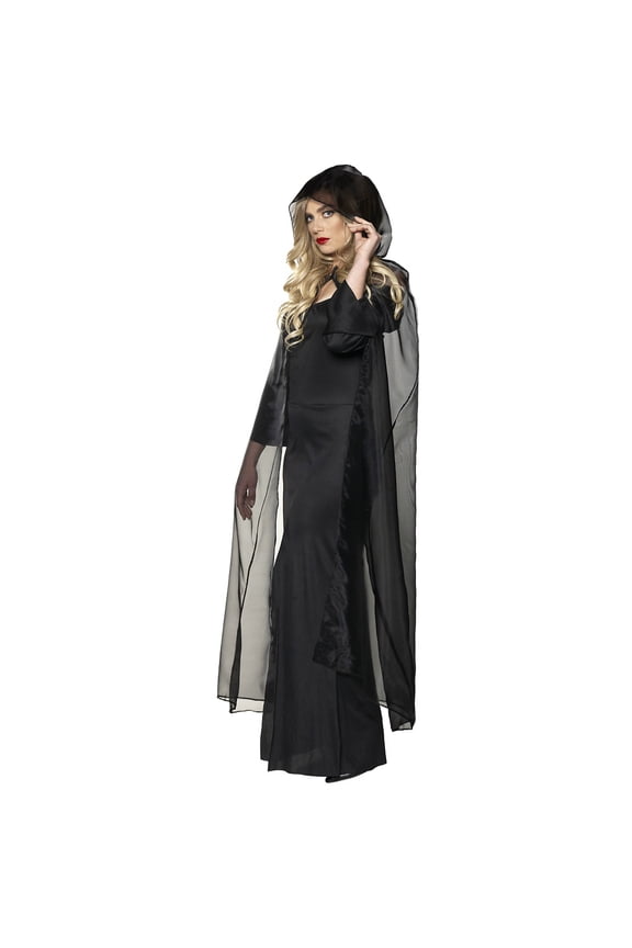 Chiffon Cape with Hood Adult Black