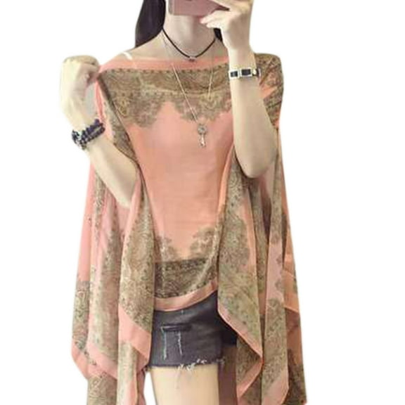 Chiffon Cardigan for Beach Lightweight Wrap Soft Scarves Cute Flower Printed Cardigans for Ladies Girlfriend