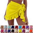 thumbnail image 1 of Chiffon Coverups for Women Solid-Color Summer Beach Bikini Cover Up Mini Skirt with Ruffles, Size Free Size, 1 of 3