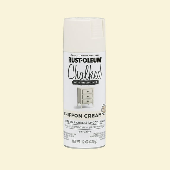 Chiffon Cream, Rust-Oleum Chalked Ultra Matte Spray Paint-302596, 12 oz