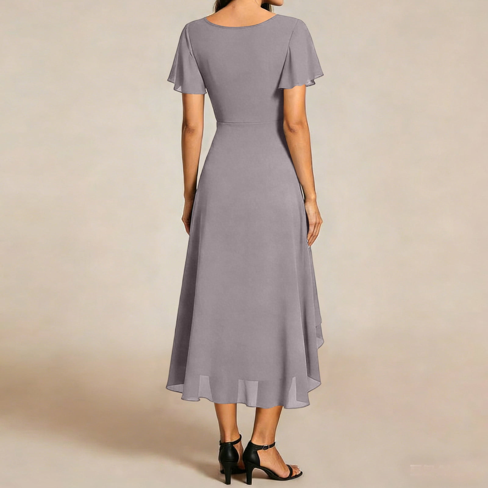 chiffon midi dress cocktail & party dresses Women's Chiffon Dress Long Sheer Sleeve Wrap Cocktail Midi Dresses
