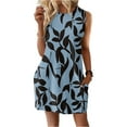 thumbnail image 1 of Chiffon Dresses For Women, Casual Tank Sundress With Pockets Floral Boho Beach T Shirts Round Neck Dresses Womens Midi Long Dresses Women Semi Formal Dresses Casual Sundresses (L, Sky Blue) ZMTing, 1 of 5