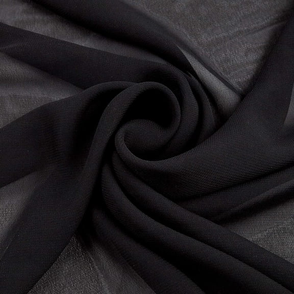 Burlap Fabric Chiffon Fabric Black - 58 Inch Wide Sheer Polyester Crinkle Weave Sold by the Yard