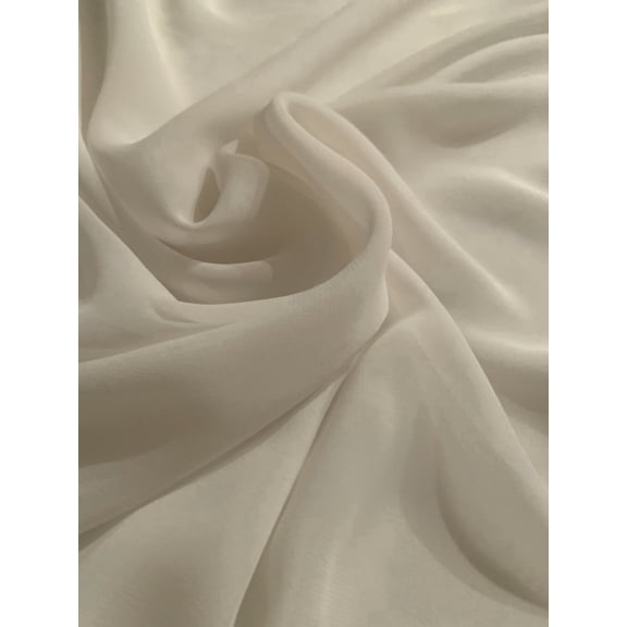 Burlap Fabrics Chiffon Fabric Ivory - 58 Inch Wide Sheer Polyester Crinkle Weave Sold by the Yard