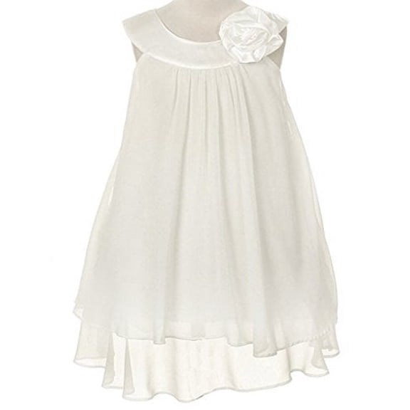 Chiffon Flower Girls Dresses Wedding Communion Christmas Casual Sz 2-14 White