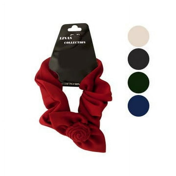 Chiffon Hair Twister Scrunchy with Ruffle Bow Accent, Color Varies, 3 Pack