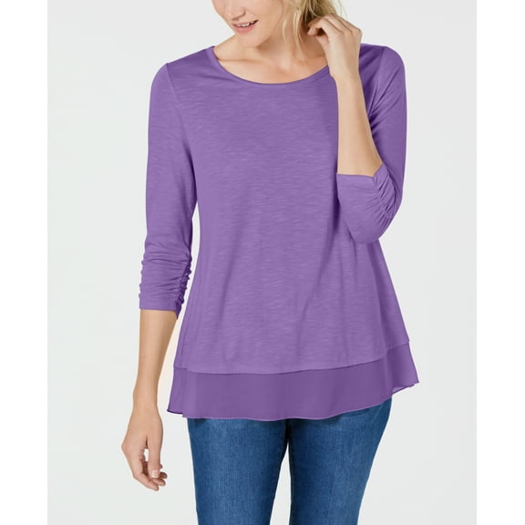 Chiffon-Hem Top  Iris Bloom XL