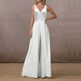 thumbnail image 1 of Chiffon Jumpsuits for Women V Neck Wide Leg Pants Set Long Formal Romper White L, 1 of 9