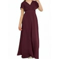 thumbnail image 1 of Chiffon Junior Bridesmaid Dress for Girls V-Neck Flower Girl Dress Formal Dresses -Cabernet-2Y, 1 of 9