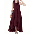 thumbnail image 1 of Chiffon Junior Bridesmaid Dress for Teens Asymmetrical Sleeveless Design Adjustable Waistband Flower Girl Dress for Girls Formal Dress-Cabernet-2Y, 1 of 9