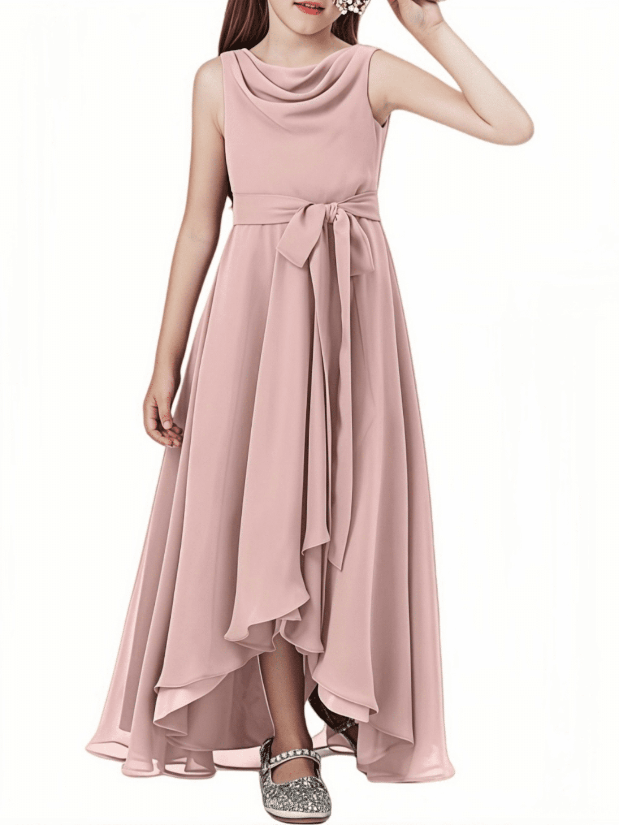 dusty pink junior bridesmaid dress Blush Lux Chiffon Junior Bridesmaid Dresses