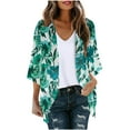 thumbnail image 1 of Chiffon Kimono Cardigans for Women, Loose Open Front Kimono Cover ups for Ladies Summer Dressy Top Green M, 1 of 4