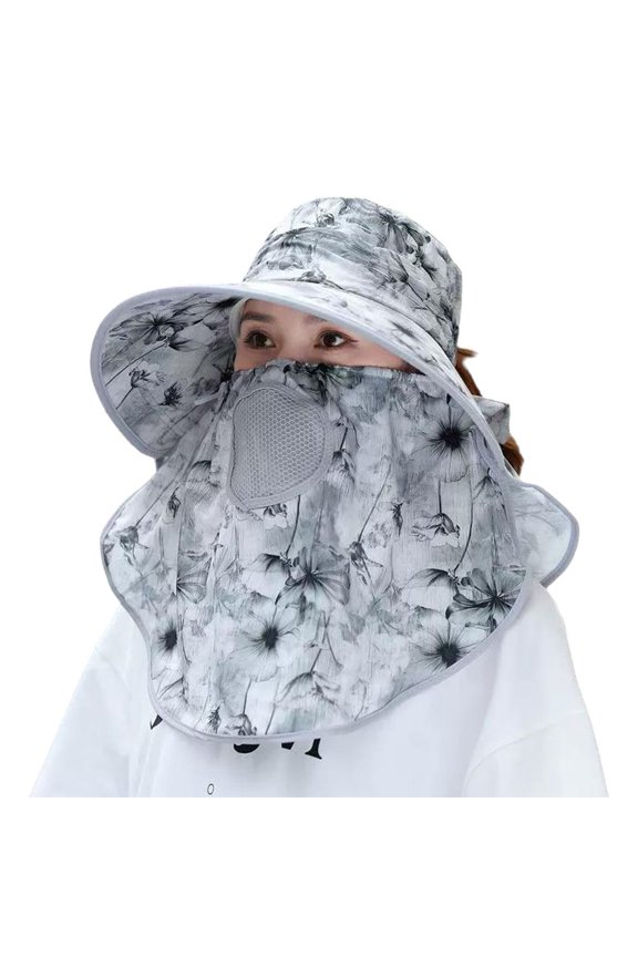 Chiffon Landscape Breathable FaceShield Sun Hat with Brim Large