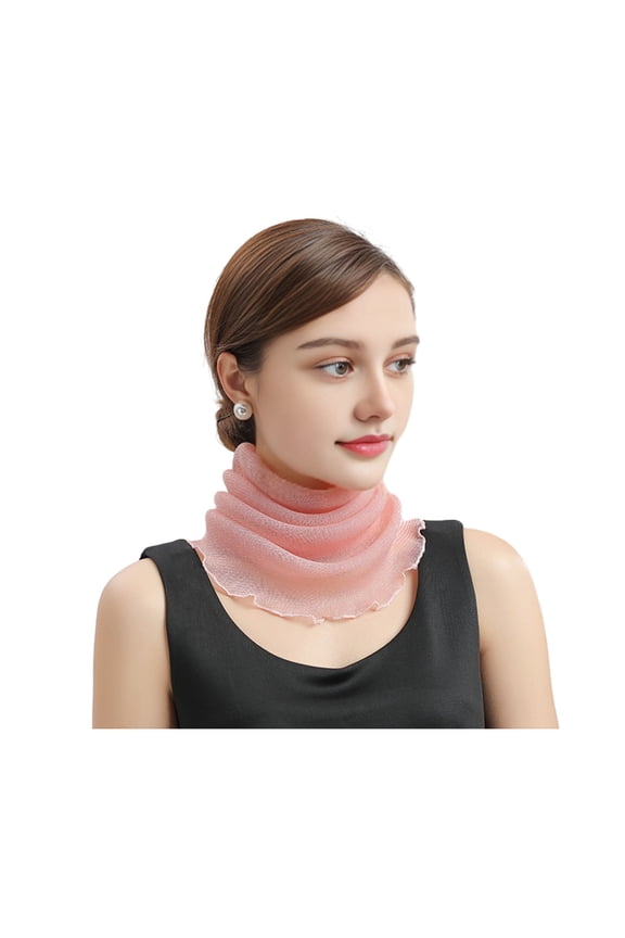 Chiffon Neck Gaiter with Earloops for Women Breathable UV Sun Protection Face Bandana Scarf for Outdoor Cycling Travel