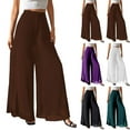 thumbnail image 1 of Chiffon Palazzo Pants for Women High Waist Wide Leg Loose Fit Flowy Lightweight Trousers Casual Spring Summer 2026 Fashion Pants Brown S, 1 of 7