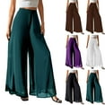 thumbnail image 1 of Chiffon Palazzo Pants for Women High Waist Wide Leg Loose Fit Flowy Lightweight Trousers Casual Spring Summer 2026 Fashion Pants Green L, 1 of 6