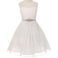 thumbnail image 1 of Chiffon Pleated Glitter Rhinestone Easter Summer Flower Girls Dresses Big Girl Off White 14 CC 5011, 1 of 4