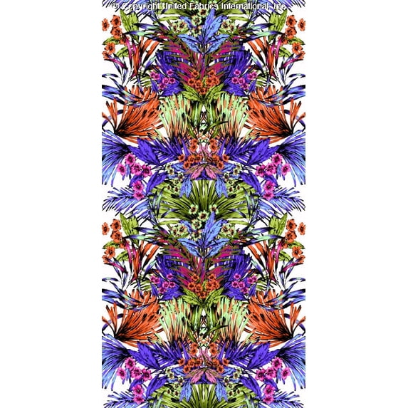 Chiffon Print Anguilla, Floral Border, Sheer Dress Fabric, Sewing (PERI/ORANGE/LIME, ByYard)