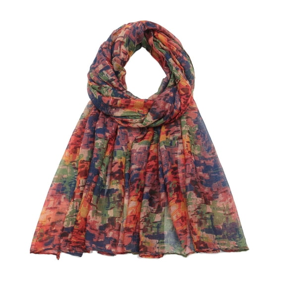 Chiffon Print Square Scarf Lightweight Neck Scarf Head Wrap Green One Size
