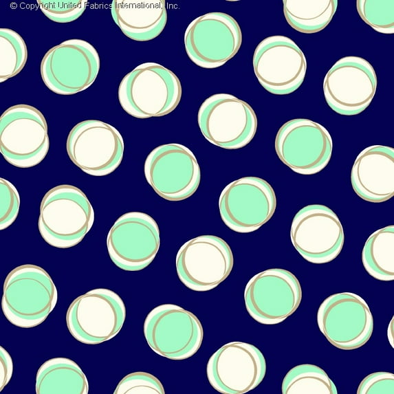 Chiffon Printed Dot Lane Polka Dot Sheer Fabric by the Yard Dress Top (NAVY/AQUA/IVORY, ByYard)