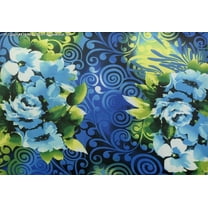 Chiffon Printed Glorified Fabric by the Yard Floral Print Sheer Dress Top Sewing (BLACK/GREEN/AQUA, HalfaYard)