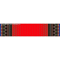 Chiffon Printed Mayan Sheer Fabric, Ethnic Floral Border Dress Fabric (NAVY/TURQ/LIME, HalfaYard)