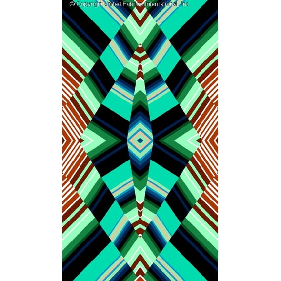 Chiffon Printed Savvy Geometric Print Fabric Sheer Dress Sewing Apparel (BLUE/RUST/JADE, ByYard)
