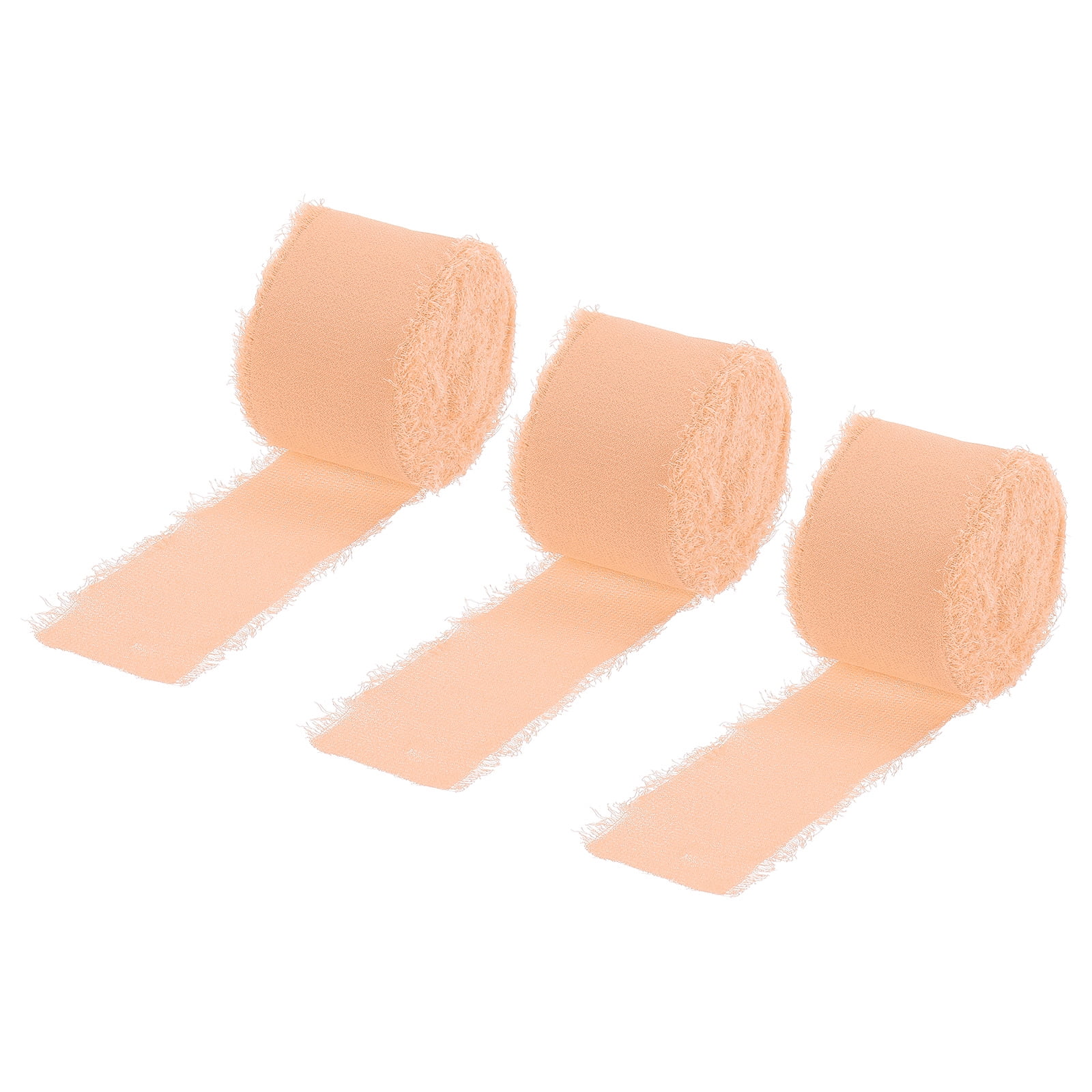 Chiffon Ribbon 1.5" x 10 Yard, Handmade Fringe Ribbon, Light Beige Silk