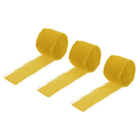 Chiffon Ribbon 1.5" x 8 Yard, Ribbon Yellow Chiffon Silk Ribbon for Wedding, Flower Arrangement Decor, 3pcs