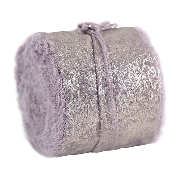 Chiffon Ribbon with Frayed Edge for Wedding Decor, Christmas Bows & Gift Wrapping – 1 Roll Shimmering Foil Accent for DIY Craft and Invitation Embellishments