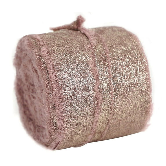 Chiffon Ribbon with Frayed Edge for Wedding Decor, Christmas Bows & Gift Wrapping – 1 Roll Shimmering Foil Accent for DIY Craft and Invitation Embellishments