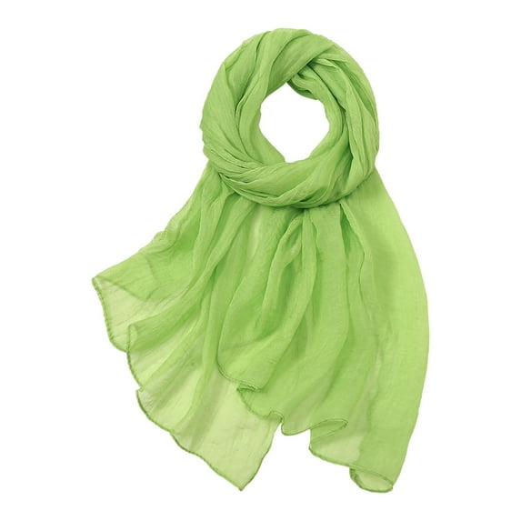Chiffon Scarf Women's Lightweight Chiffon Scarf - Colorful Solid Print, Versatile for Summer & Sun Protection, Mint Green One Size