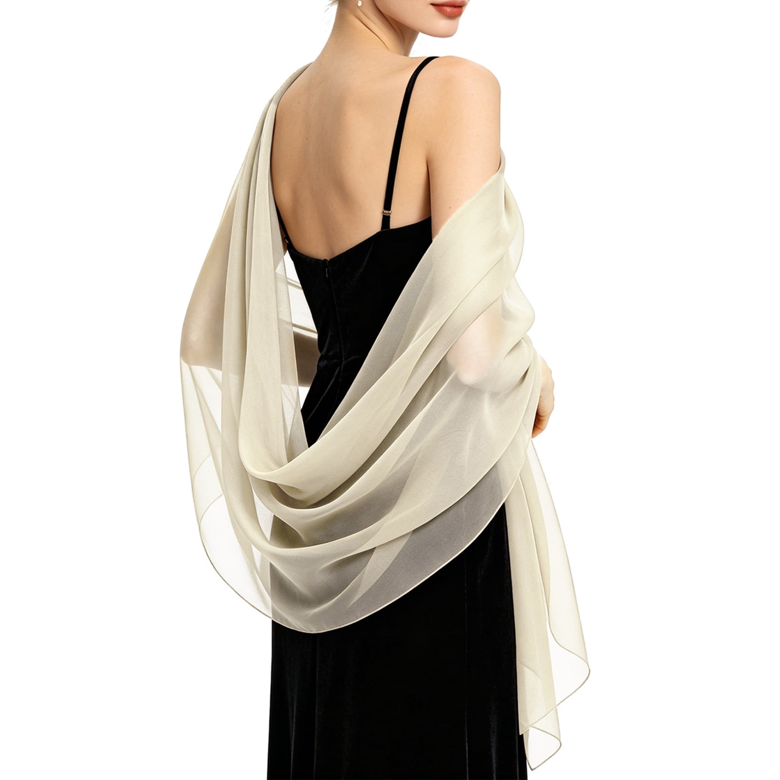 elegant wraps for dresses Hotshawl Womens Chiffon Shawls and Wraps, Wedding Party Shawl Scarf for Evening Dresses (Black) at Amazon Women's Clothing store