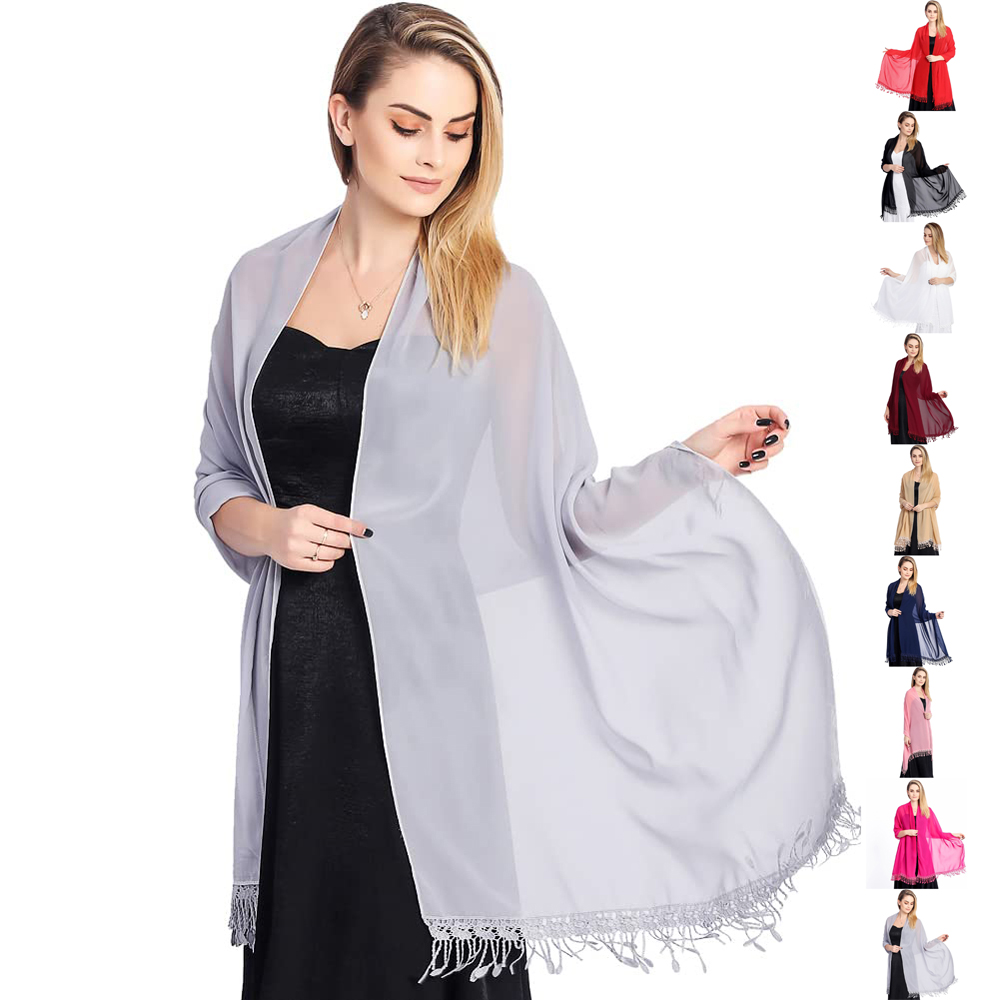 Chiffon Shawls and Wraps for Evening Dresses Women Sheer Soft ...