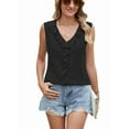 thumbnail image 1 of Chiffon Shirt Sleeveless V-Neck Pleated Ruffle Loose Women'S Top Black XXL, 1 of 5