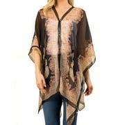 Chiffon Silk Feeling Sheer Poncho/Kimono Beach Cover-up Wearable Sun Protective Shawl