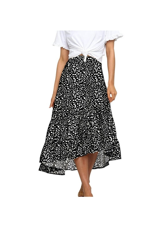 Chiffon Skirt for Women's Bohemian Floral Printed Maxi Skirt High Waist A-line Long Skirts for Beach Party Vacation